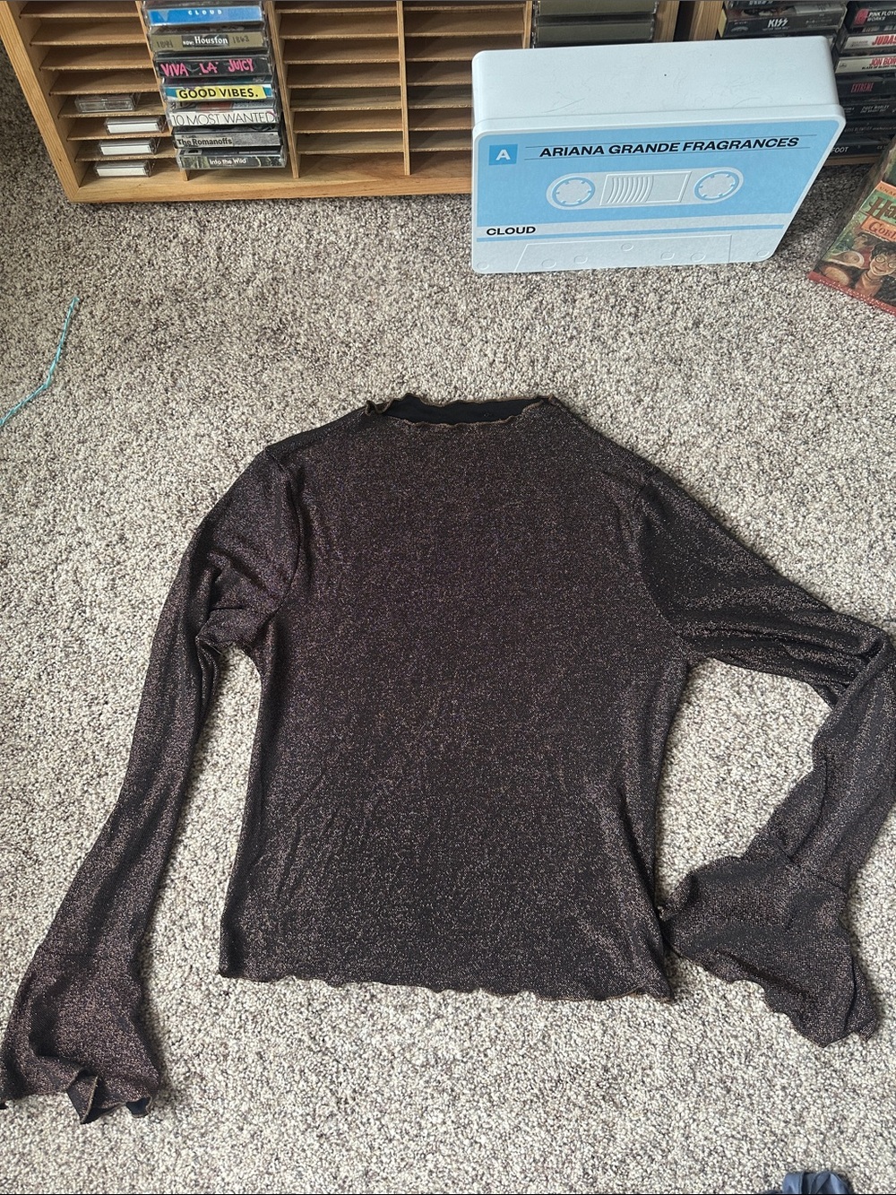 Jessica Simpson Shimmery Brown/gold Long Sleeve Top